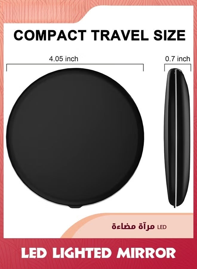 EETU LED Lighted Mirror,1X/5X Magnification Compact Mirror Travel Makeup Mirror,Illuminated Folding Mirror,Handheld 2-Sided Mirror,Portable Folding Mirror For Pocket,Black - Image 3